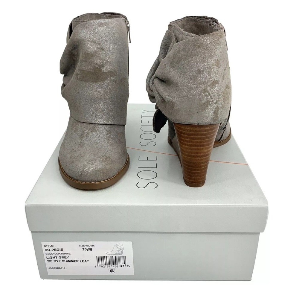 SOLE SOCIETY NEW Pegie Bootie Ankle Wedge Bow 7.5M - Picture 6 of 8